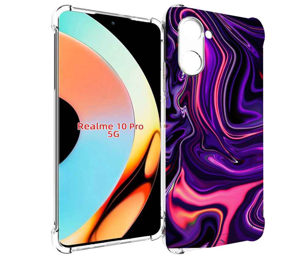 

Чехол бампер MyPads фиолетовые краски для Realme 10 Pro противоу..., Прозрачный, Tocco