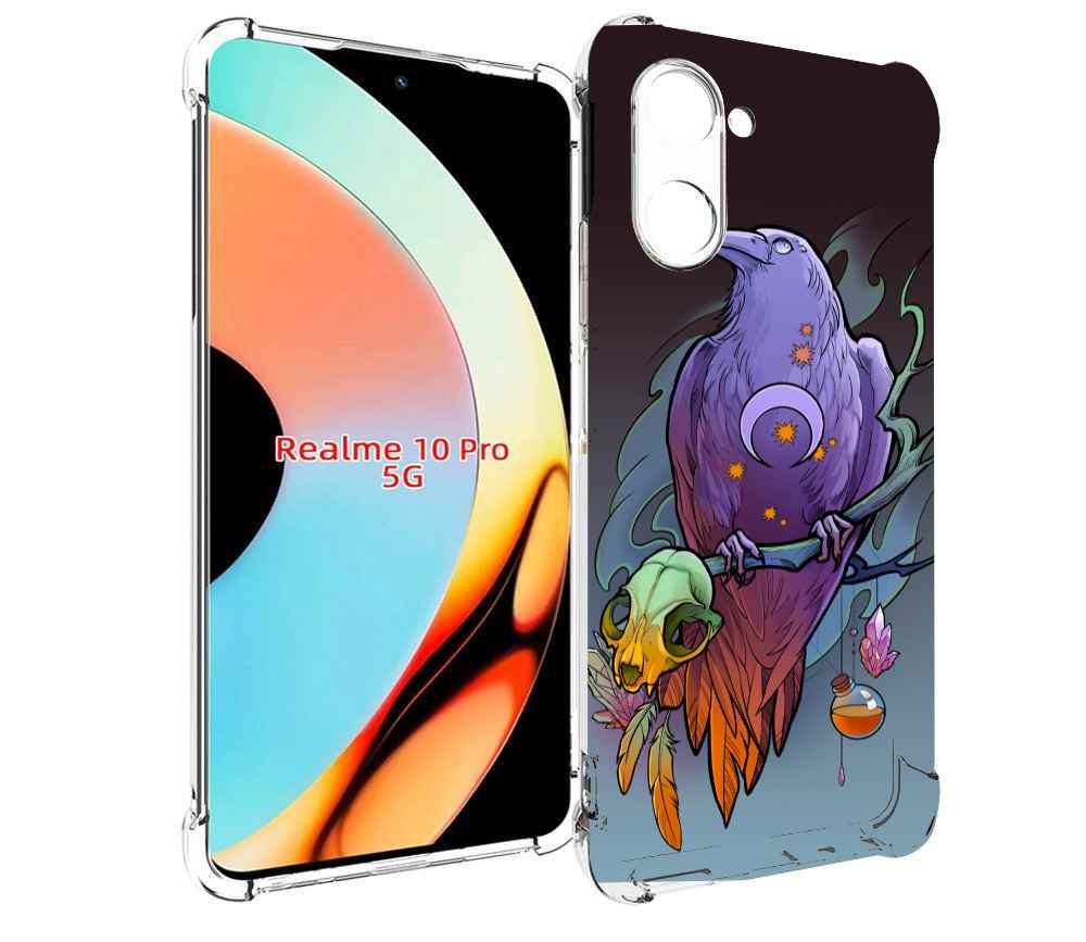 

Чехол бампер MyPads фиолетовый ворон на ветке для Realme 10 Pro ..., Прозрачный, Tocco