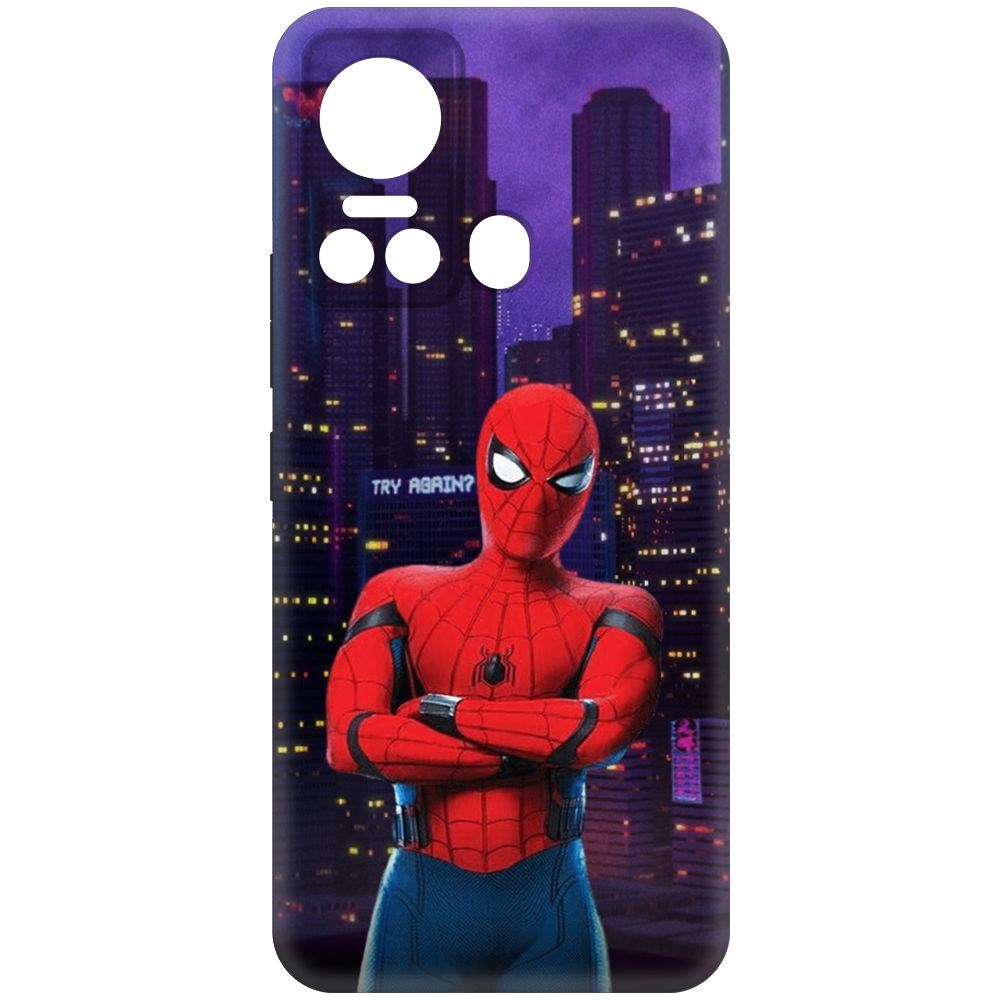 

Чехол-накладка Krutoff Soft Case Человек-Паук. На крыше для ITEL S18 черный