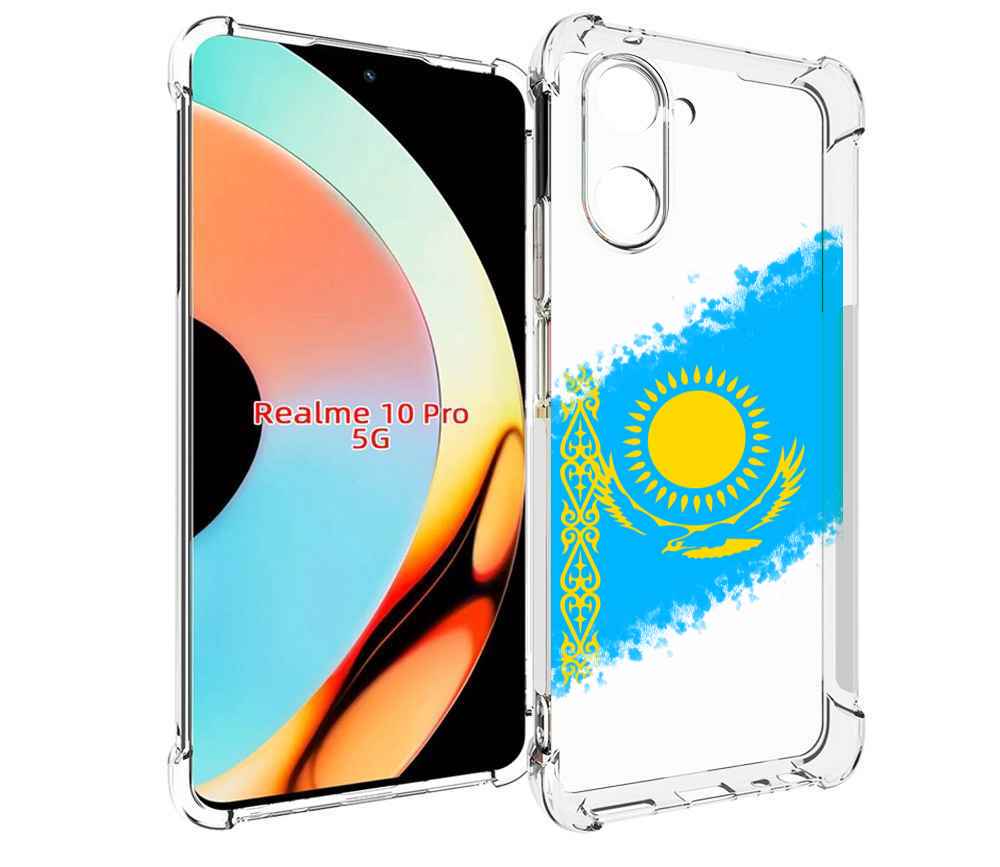 

Чехол бампер MyPads флаг Казахстана для Realme 10 Pro противоуда..., Прозрачный, Tocco