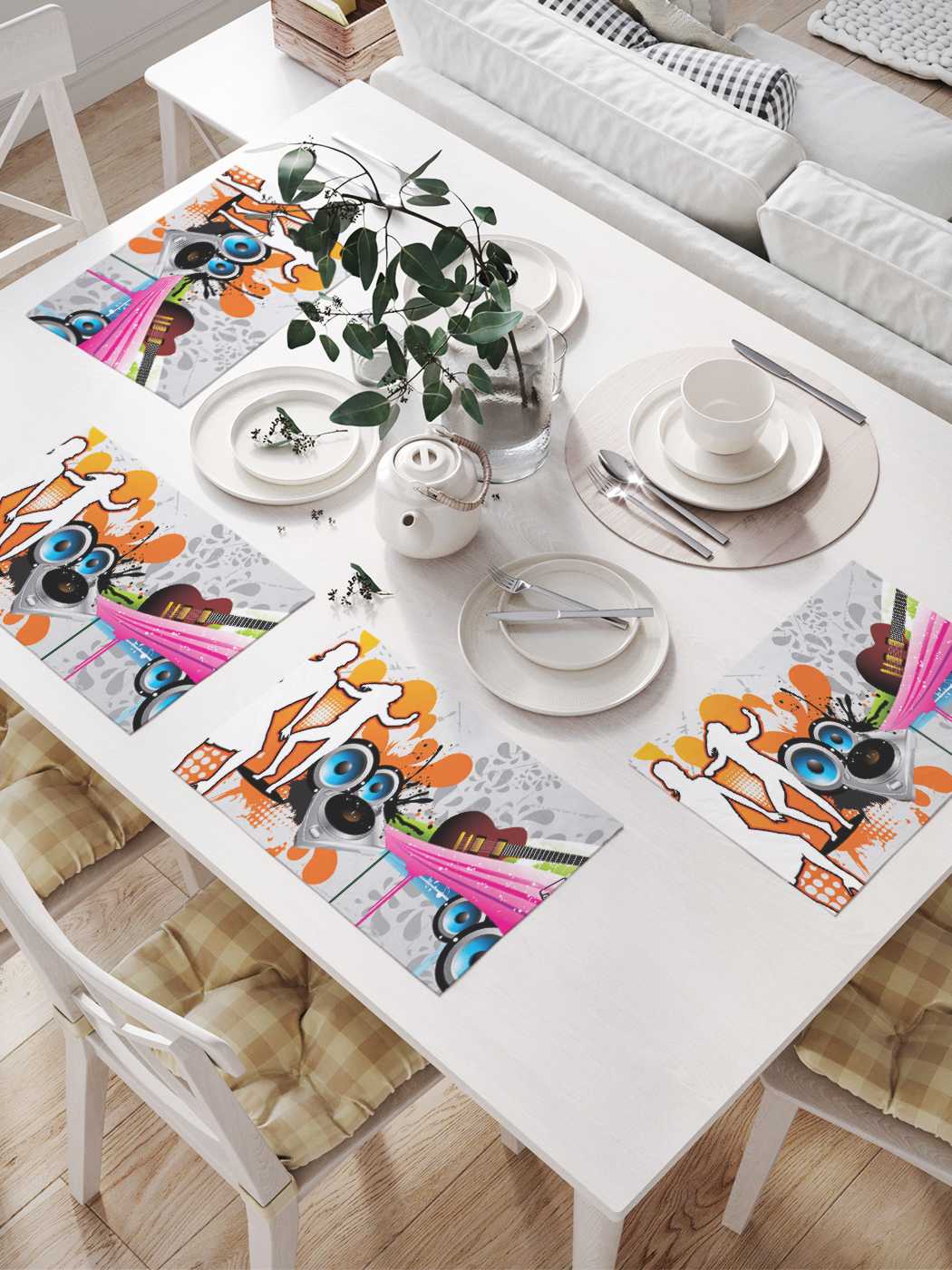 

Комплект салфеток JoyArty "Арт вечеринка" для сервировки стола 32х46 см, 4 шт., Серый