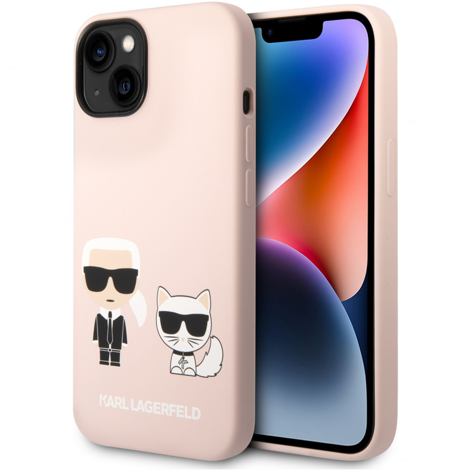 

Чехол karl lagerfeld liquid silicone karl & choupette hard для iphone 14 plus, розовый, Liquid silicone Karl & Choupette Hard