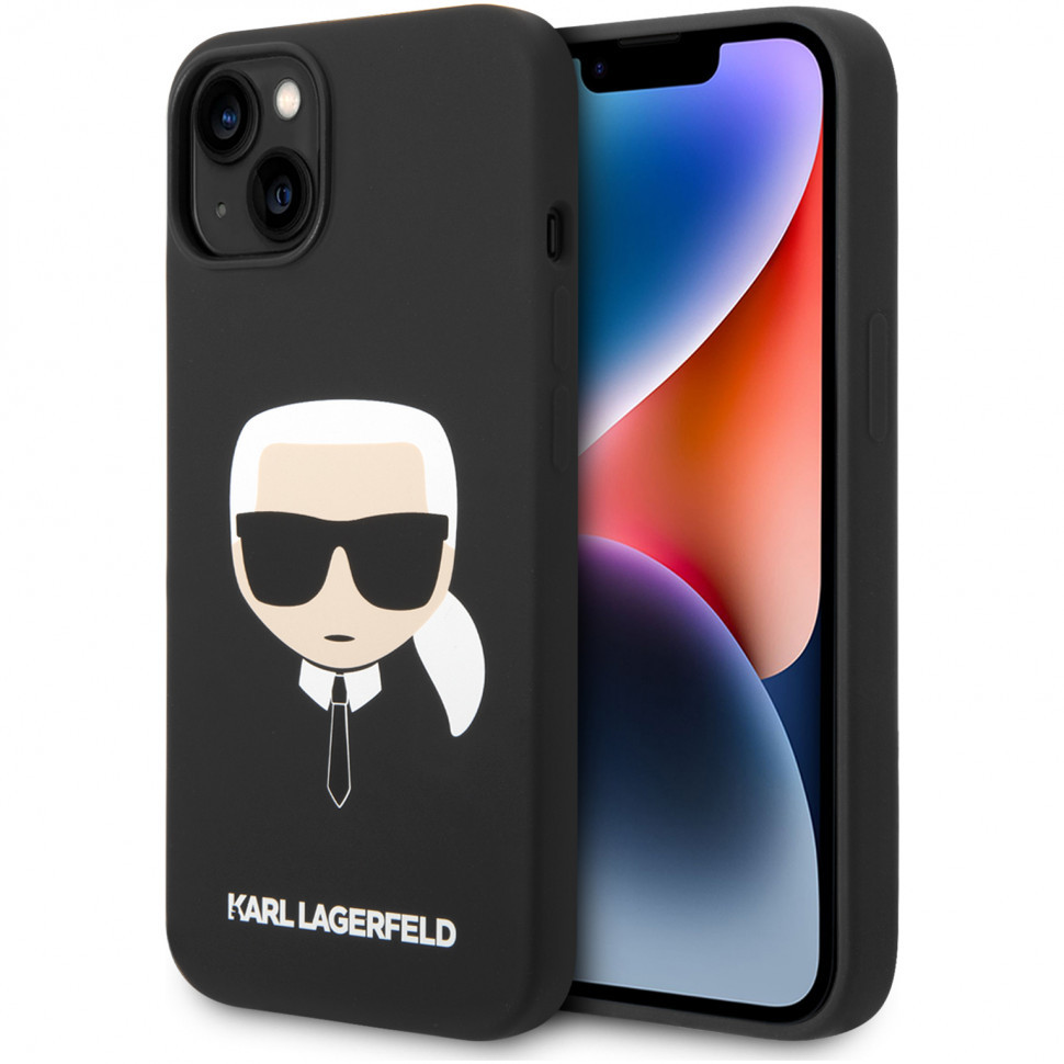 

Чехол karl lagerfeld liquid silicone karl's head hard для iphone 14 plus, черный, Liquid silicone Karl's Head Hard