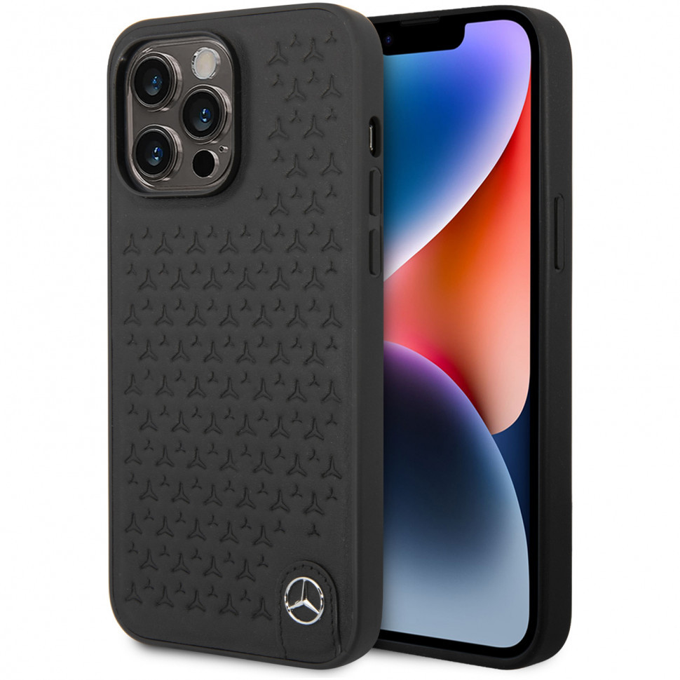 

Чехол cg mobile mercedes genuine leather stars hard для iphone 14 pro, черный, Genuine leather Stars Hard