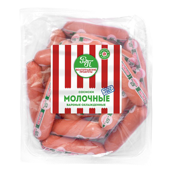 

Сосиски Волгоградские Продукты Молочные ГОСТ вареные +-1,1 кг
