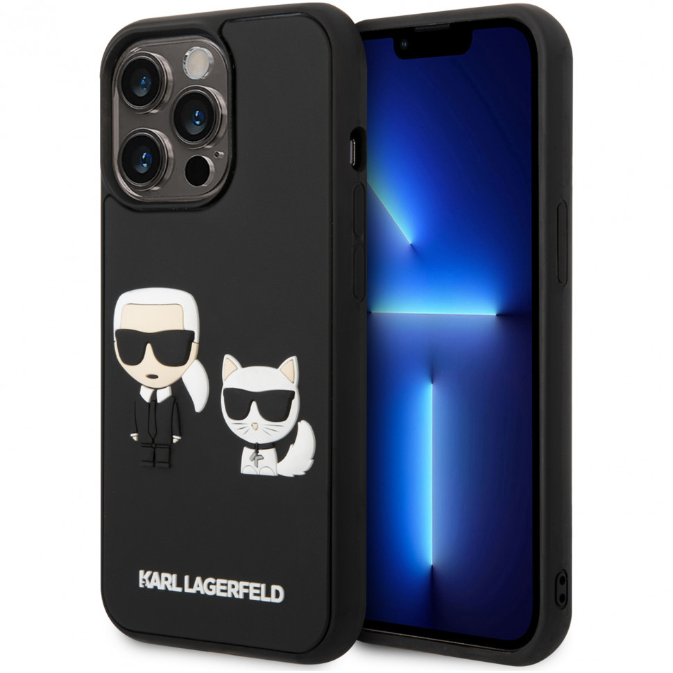 Чехол Karl Lagerfeld 3d rubber karl and choupette для iphone 14 pro max, черный