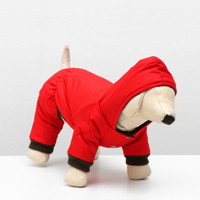 

Комбинезон для собак зимний, размер L, унисекс, красный, синтепон, флис, длина спины 29 см