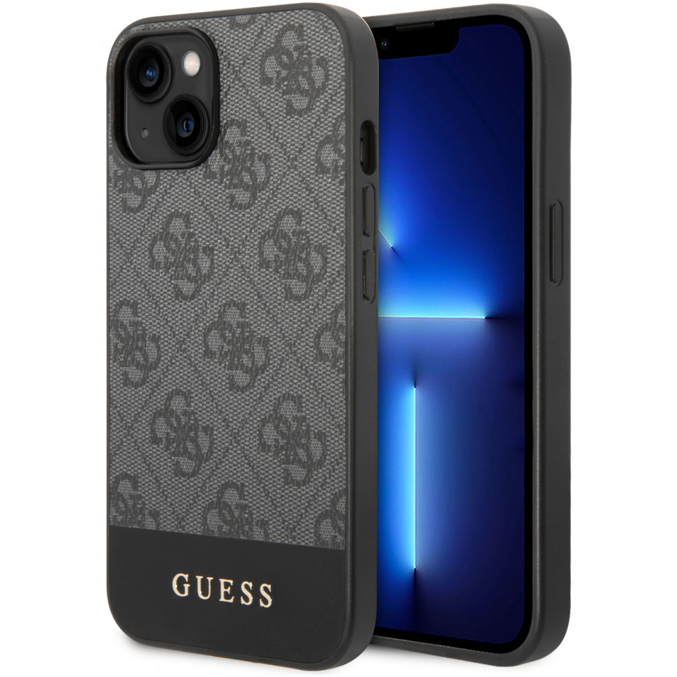 Чехол Guess pc/tpu 4g stripe w metal logo hard для iphone 14 plus, серый