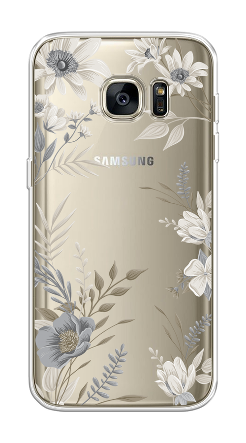 

Чехол на Samsung Galaxy S7 "Цветы сепия", Серый;прозрачный;зеленый;белый, 24550-1