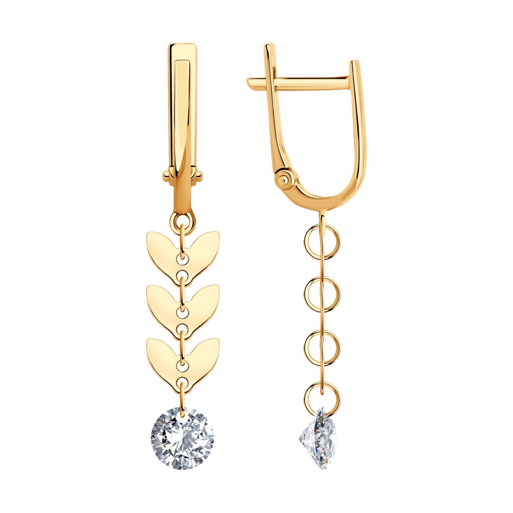 

Серьги подвески из золота SOKOLOV 0200542, фианит, 0200542