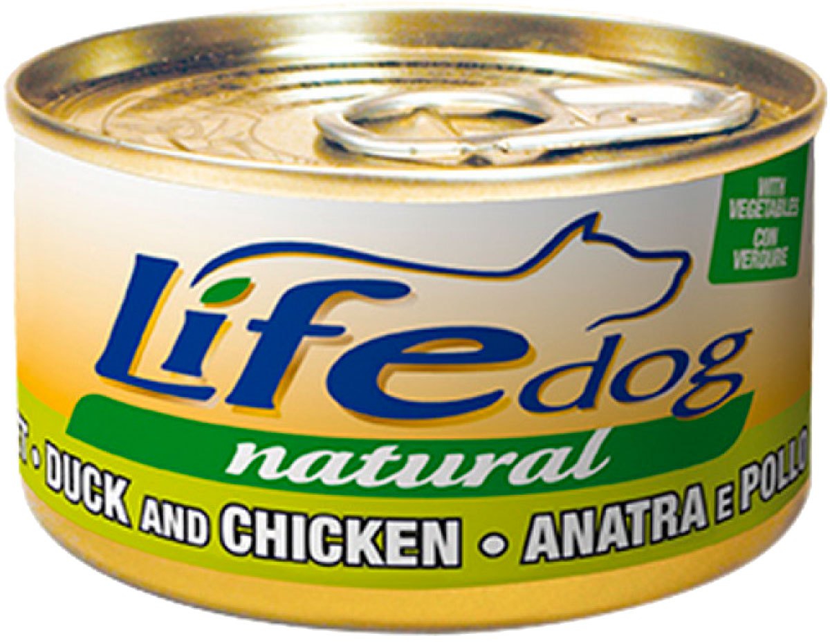 

Консервы для собак Lifedog, утка с курицей и овощами в соусе, 90 г, Нет