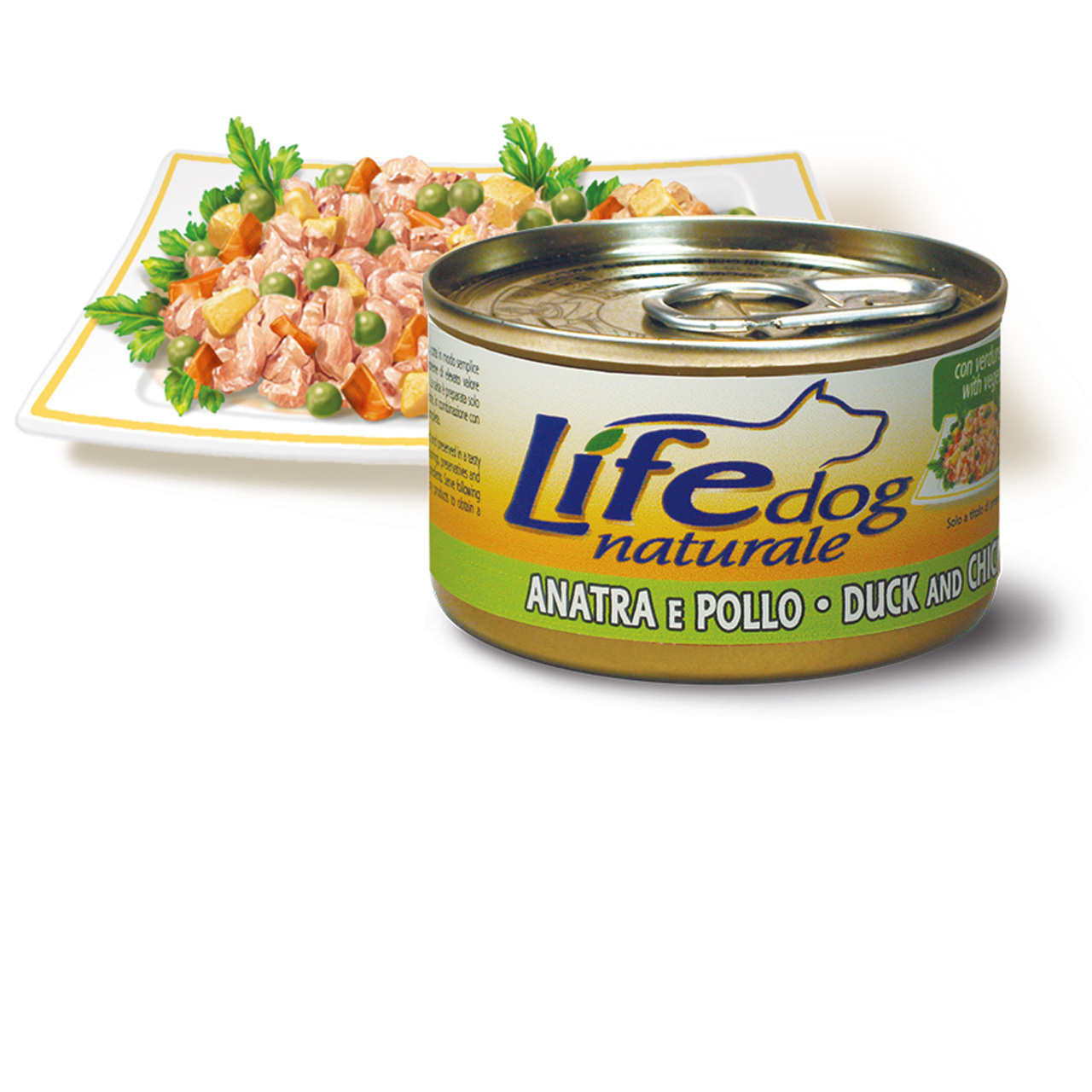 фото Консервы для собак lifedog, утка с курицей и овощами в соусе, 90 г