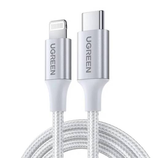 Кабель uGreen US304 (70525) USB-C to Lightning Cable Braided 2 м серебристый