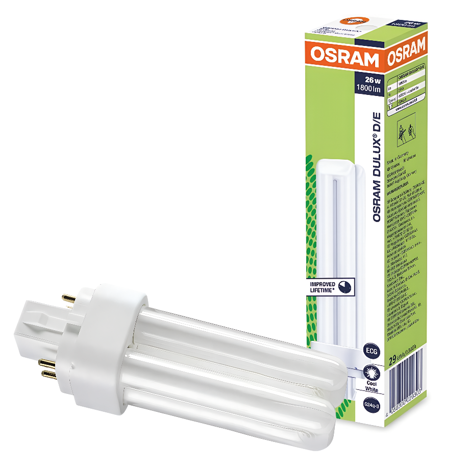 Люминесцентная лампа OSRAM DULUX DE 26Вт 4000K G24Q-3 659₽