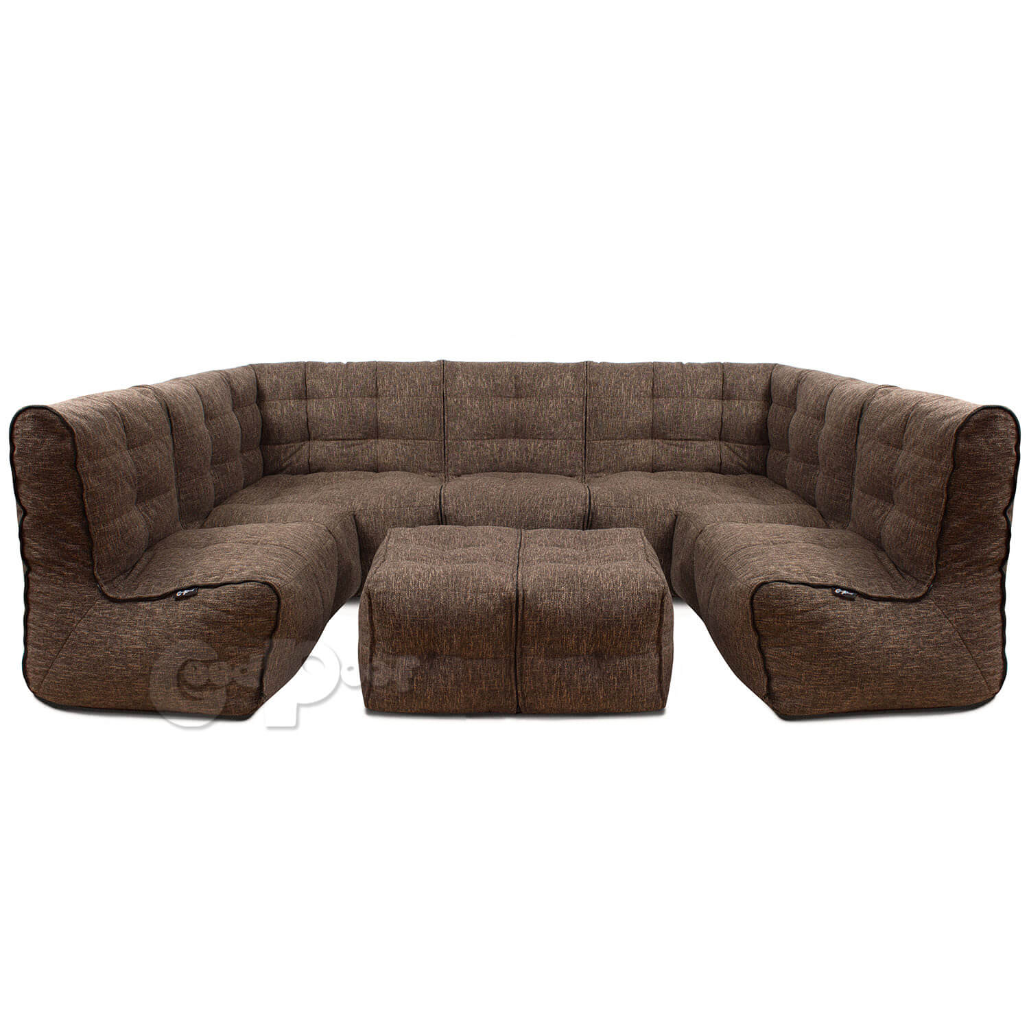 фото Бескаркасный модульный диван goodpoof мод 2l-iii+ one size, рогожка, brown yarn