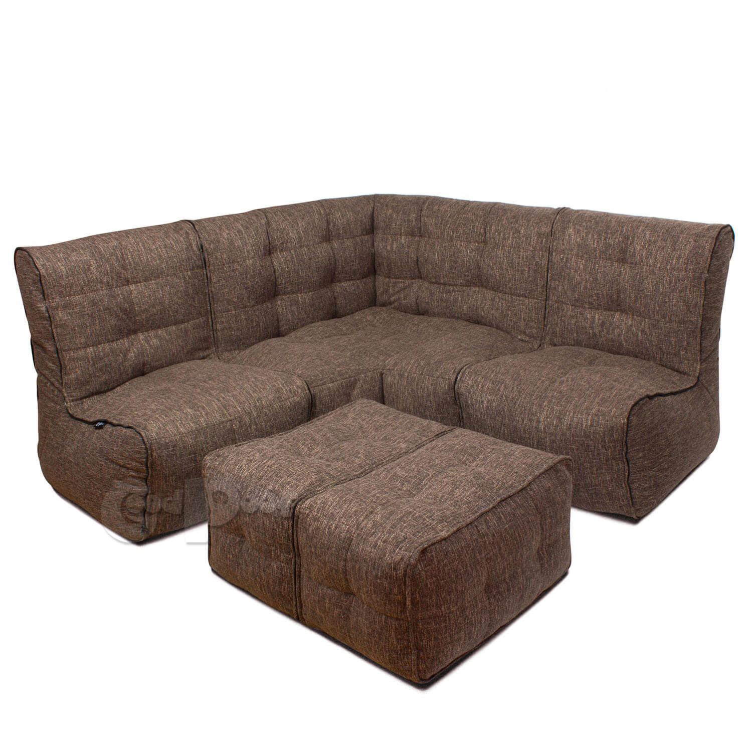 фото Бескаркасный модульный диван goodpoof мод l-ii+ one size, рогожка, brown yarn