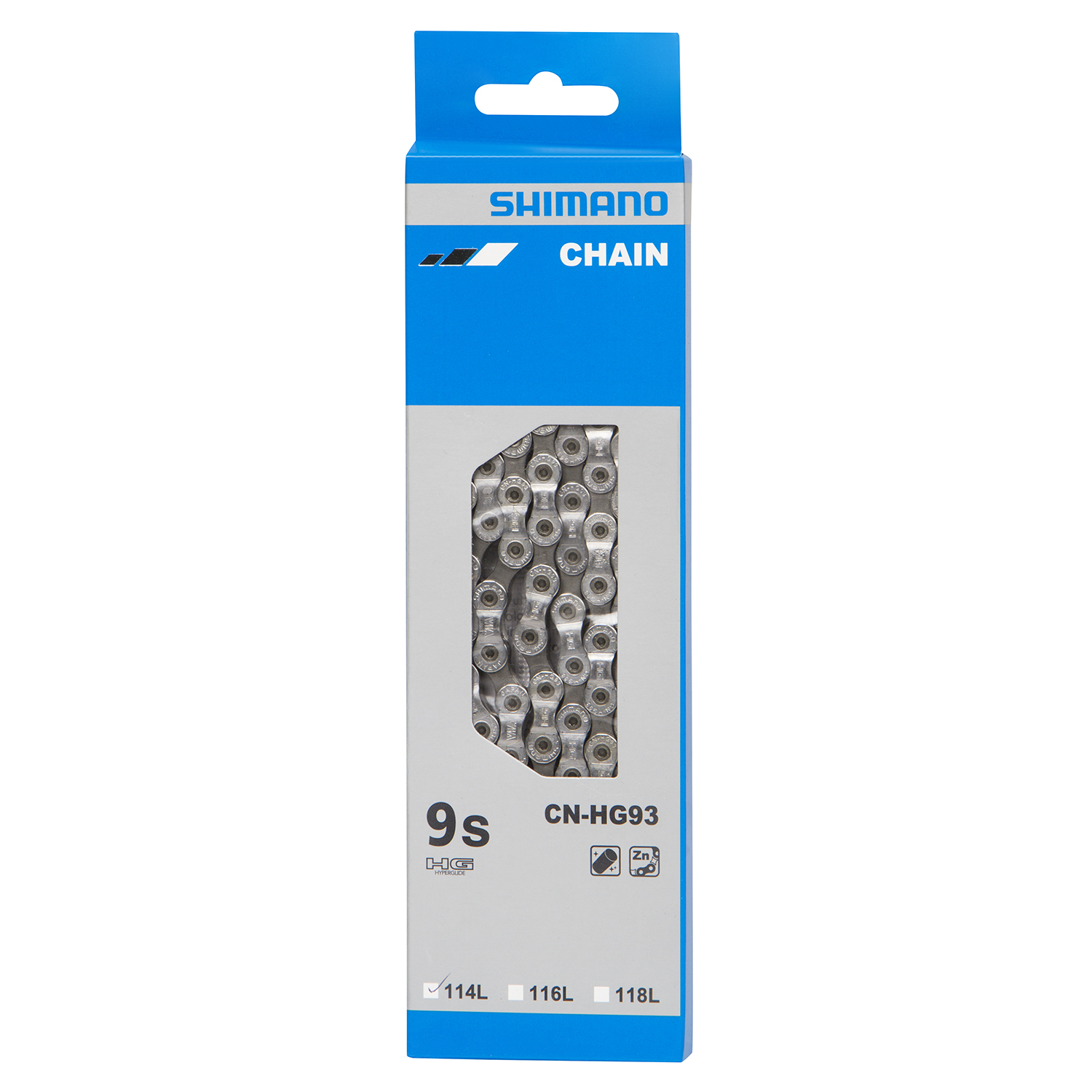 

Shimano Цепь Shimano CN-HG93, 9ск, 114 зв., амп.пин 1шт., цвет Серебристый