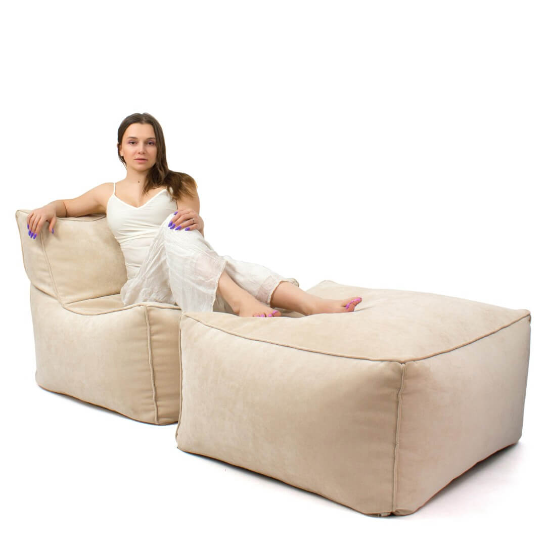Секция c Пуфом Бескаркасного Дивана Кубис Velour