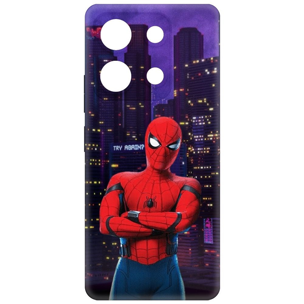 

Чехол-накладка Krutoff Soft Case Человек-Паук. На крыше для INFINIX Note 30 черный