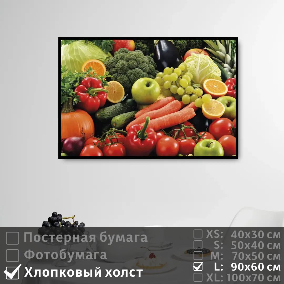 

Постер на холсте ПолиЦентр Овощи и фрукты 90х60 см, ОвощиИФрукты