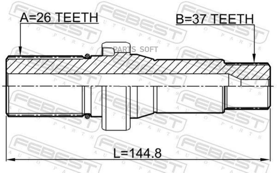 

Полуось Правая 37x144.8x26 2312-Transt5rh Febest арт. 2312-TRANST5RH, 4056111132969