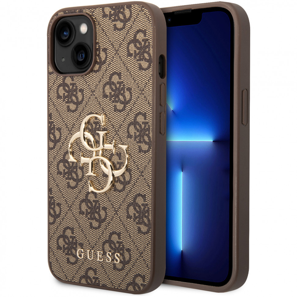 

Чехол cg mobile guess pu 4g big metal logo hard для iphone 14 plus, коричневый, PU 4G Big metal logo Hard