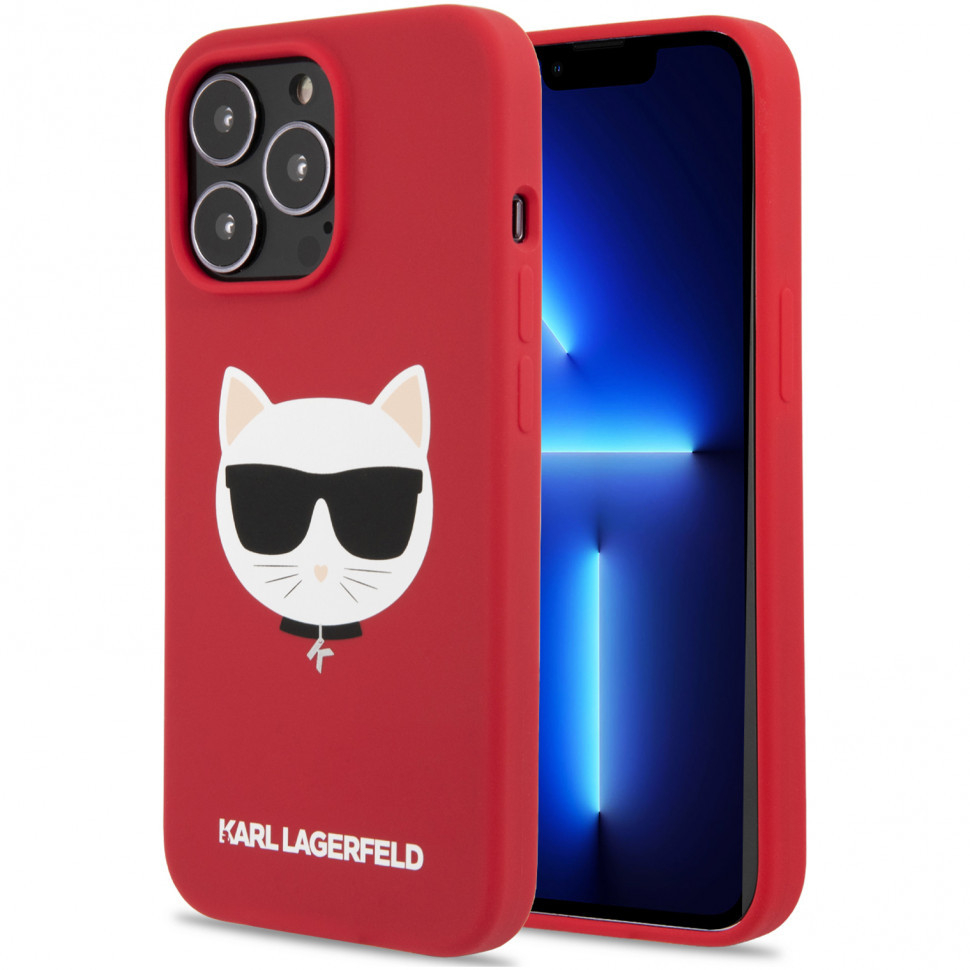 

Чехол karl lagerfeld liquid silicone choupette magsafe для iphone 13 pro, красный, Liquid silicone Choupette Hard