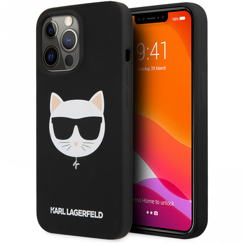 

Чехол karl lagerfeld liquid silicone choupette magsafe для iphone 13 pro max, черный, Liquid silicone Choupette Hard