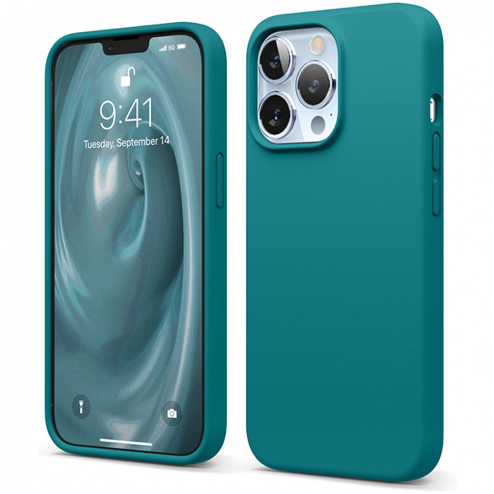 

Чехол elago soft silicone (liquid) для iphone 13 pro, темно-бирюзовый (es13sc61pro-dtu), Зеленый, Soft silicone (Liquid)