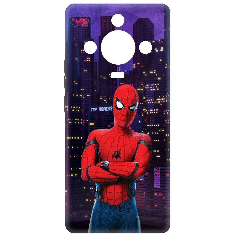 

Чехол-накладка Krutoff Soft Case Человек-Паук. На крыше для Realme 11 Pro+ черный