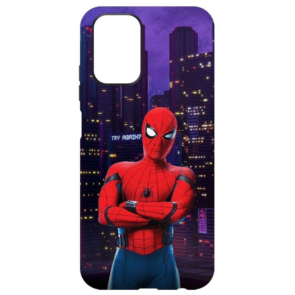 

Чехол-накладка Krutoff Soft Case Человек-Паук. На крыше для Xiaomi Redmi 10 черный