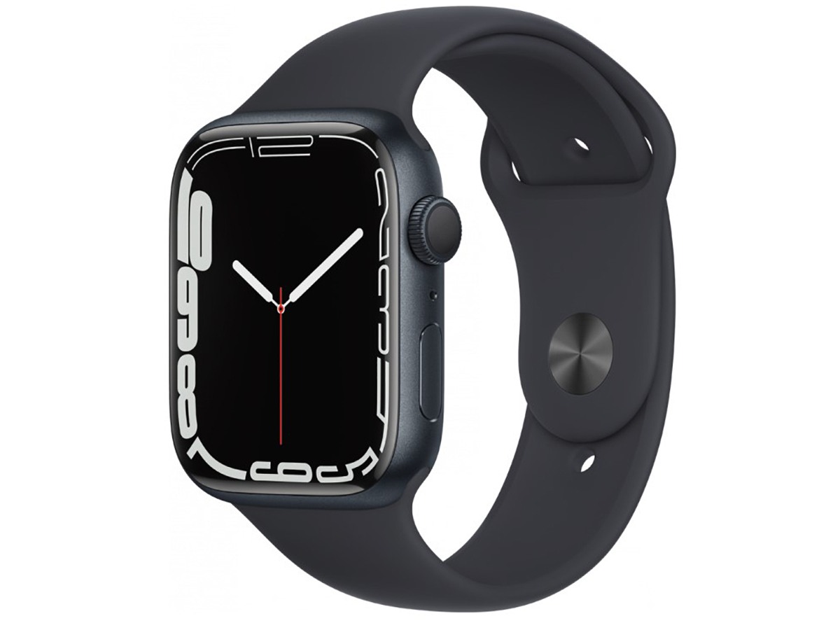 фото Смарт-часы apple watch series 7 45mm aluminium case, gps, midnight, темная ночь (спортивны