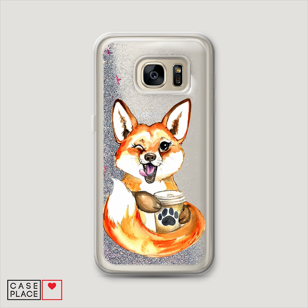

Чехол Awog на Samsung Galaxy S7 "Подмигивающая лиса с кофе", Разноцветный, 24591-1