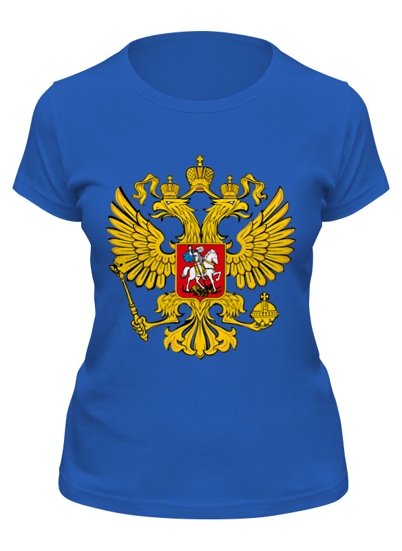 

Футболка женская Printio Герб россии синяя L, Синий, Герб россии