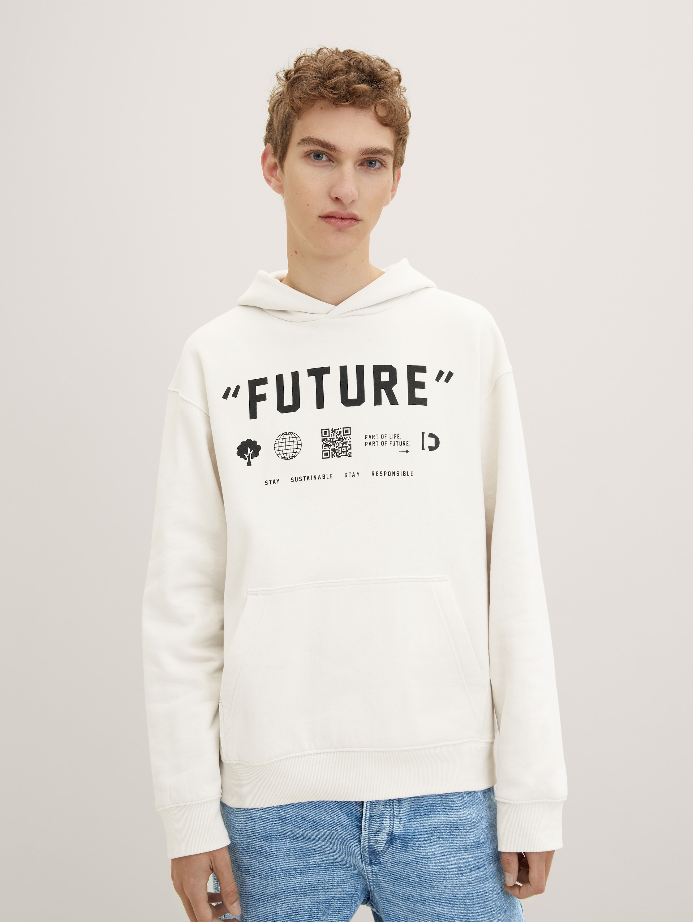 

Худи мужское TOM TAILOR 1034098 белое S, 1034098
