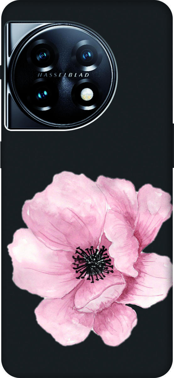 

Матовый Soft Touch Чехол на OnePlus 11 "Pink Flower" черный, Черный;белый, 159479