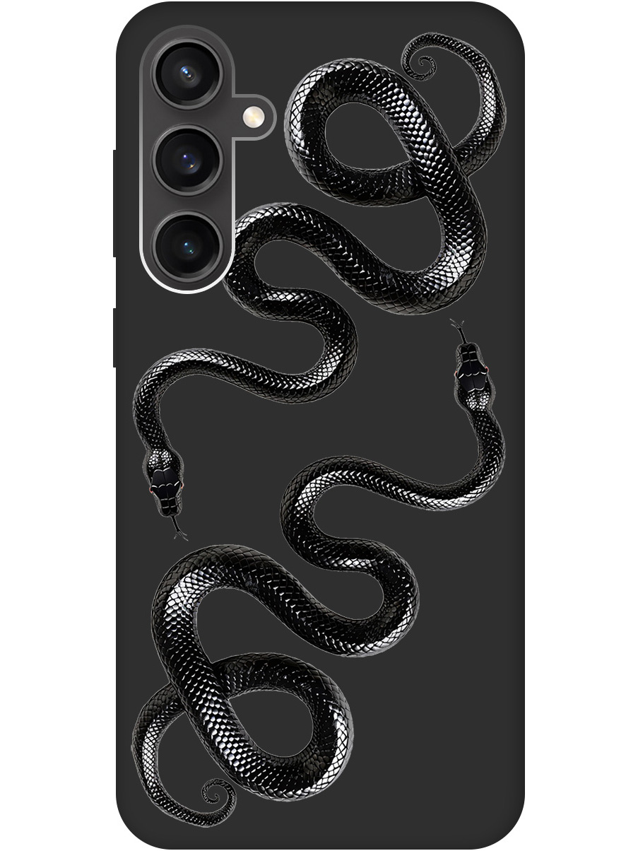 

Силиконовый чехол на Samsung Galaxy S23 FE с принтом "Черные мамбы" матовый черный, 776581513