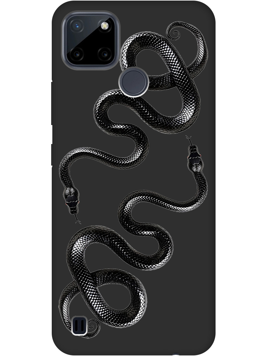 

Силиконовый чехол на Realme C21Y с принтом "Черные мамбы" матовый черный, 735001113