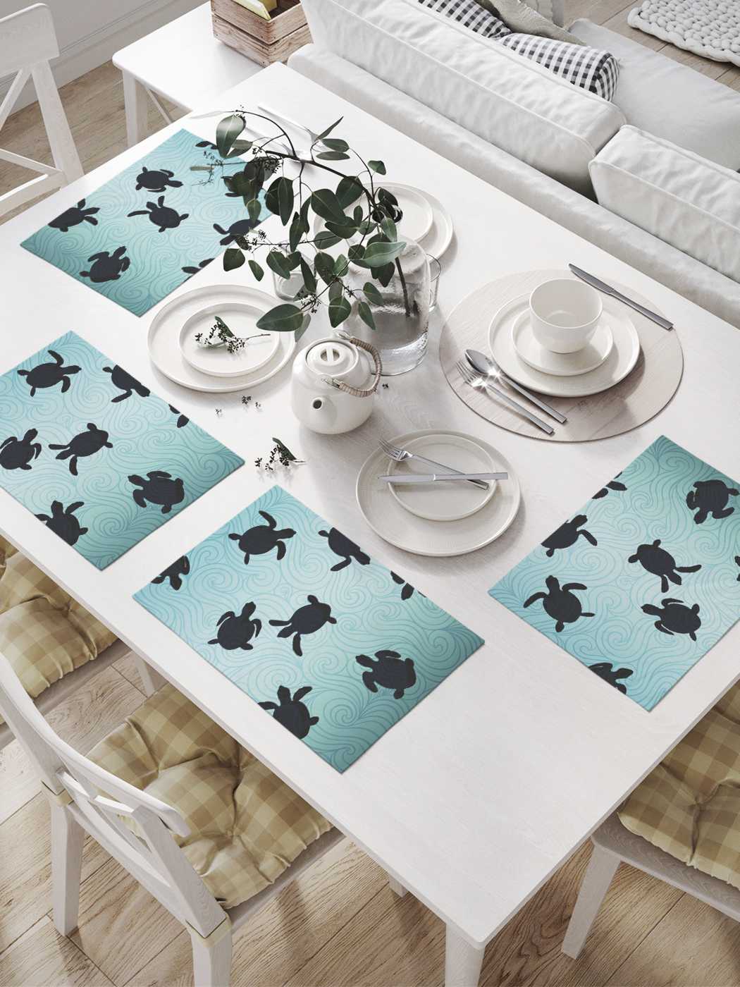 

Комплект салфеток JoyArty "Черепашата" для сервировки стола 32х46 см, 4 шт., Черный