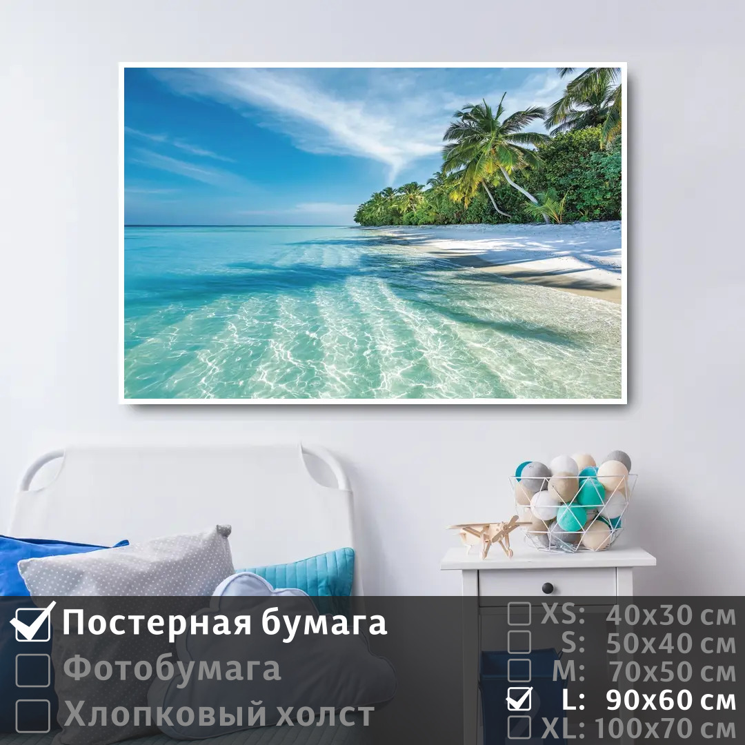

Постер на стену ПолиЦентр Пальмы на берегу моря 90х60 см, ПальмыНаБерегуМоря