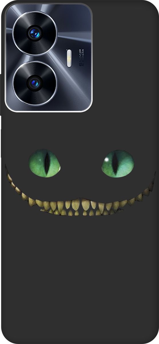 

Матовый Soft Touch Чехол на Realme C55 "Cheshire Cat" черный, Черный;зеленый, 159500