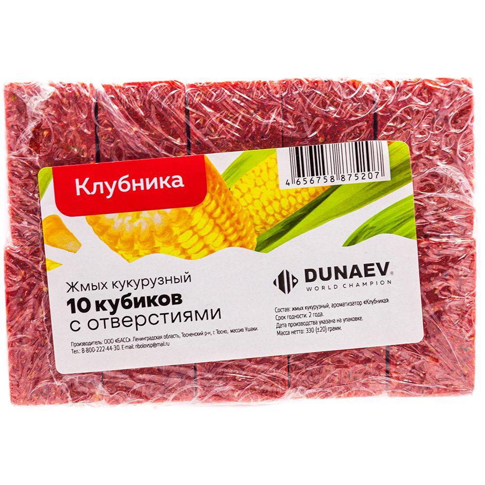 

Жмых кукурузный Dunaev КЛУБНИКА 300 гр (10 кубиков с отверстиями), Разноцветный, Жмых кукурузный New stl23