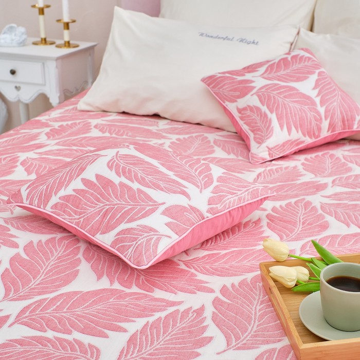фото Чехол на подушку этель "крапива" цв.розовый 40*40 см, 100% хлопок