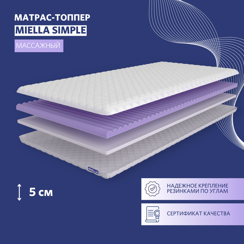 

Топпер, тонкий матрас Miella Simple ортопедический на диван, кровать 120x200 см, Белый, Simple