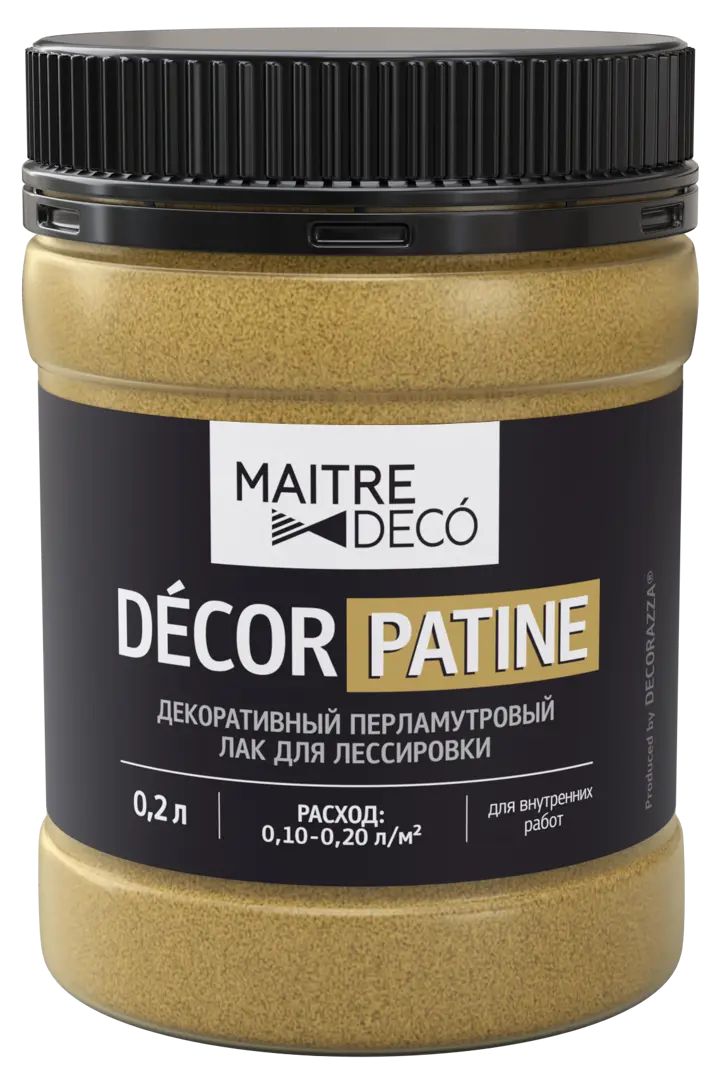 фото Лак перламутровый maitre deco decor патина 0.2 л цвет золотой