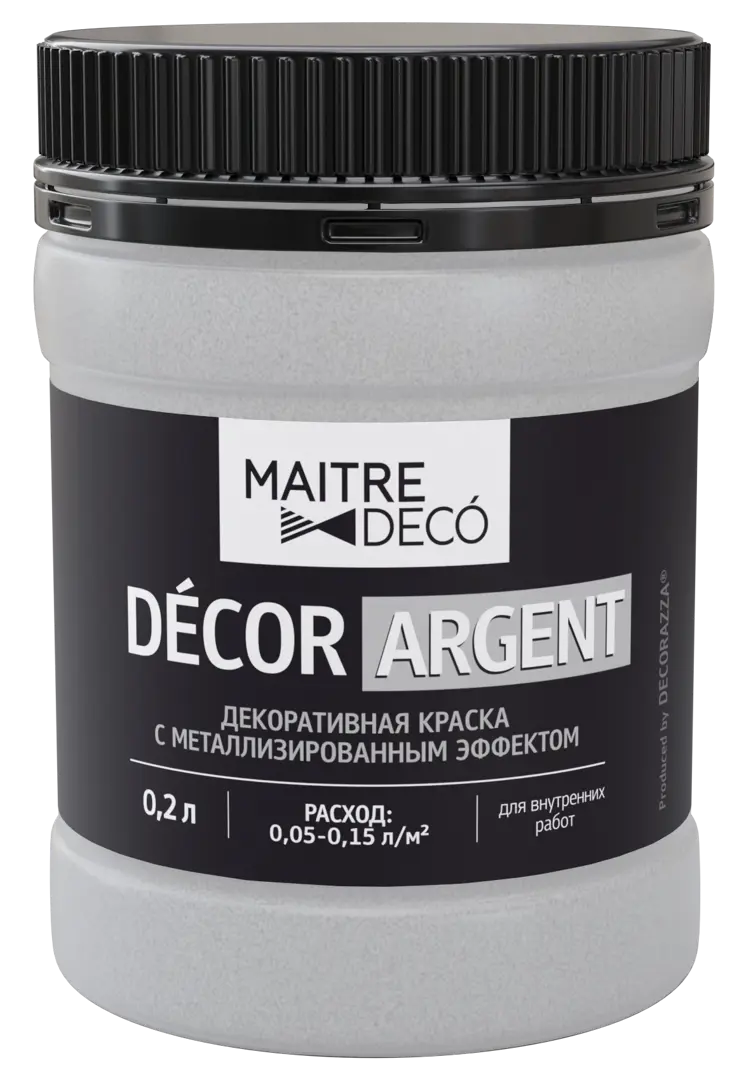 фото Краска декоративная maitre deco decor серебро 0.2 л цвет серебряный