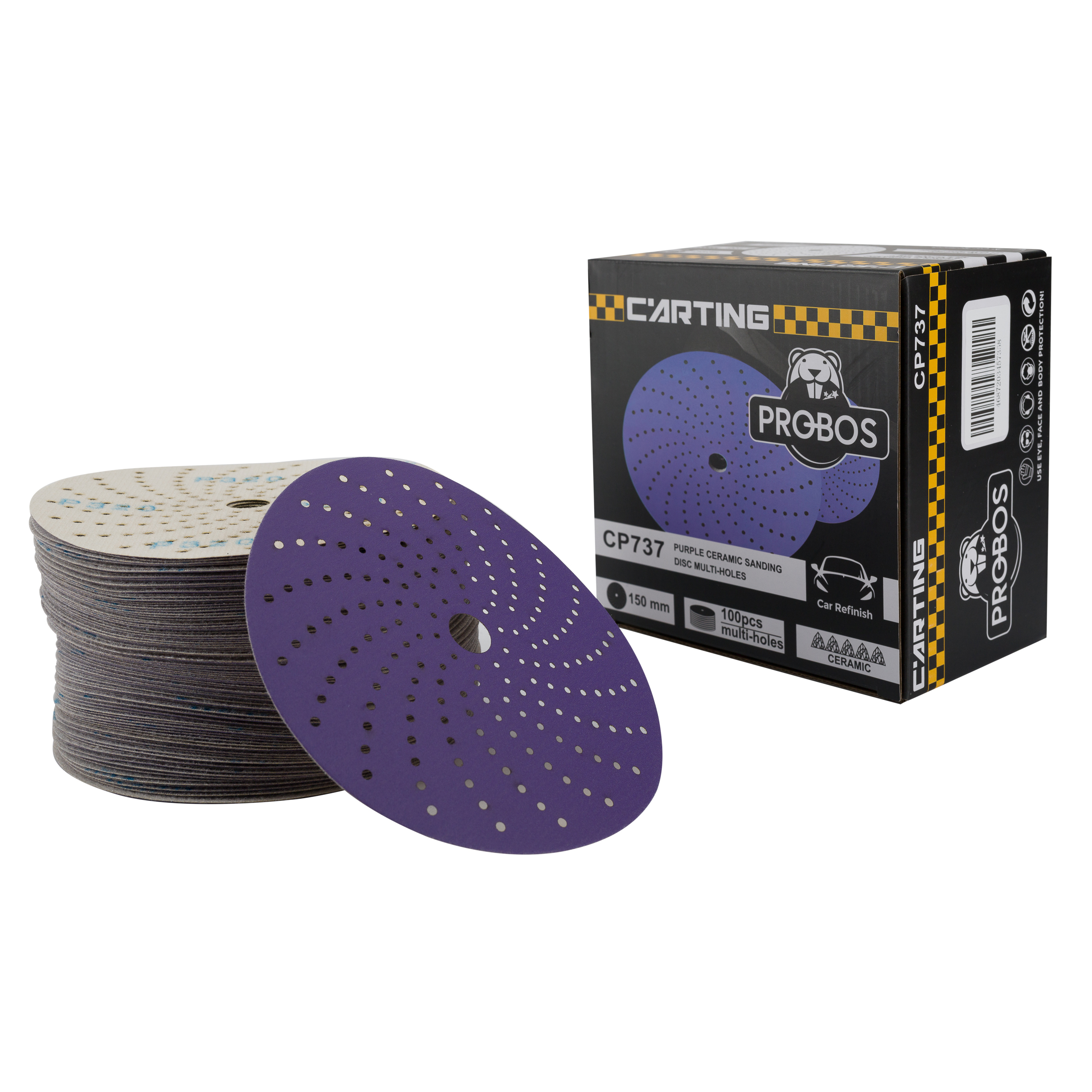 Круг шлифовальный c мультипылеотводом Purple PROBOS CP737 CERAMIC Hookit P320 150 мм 7100₽