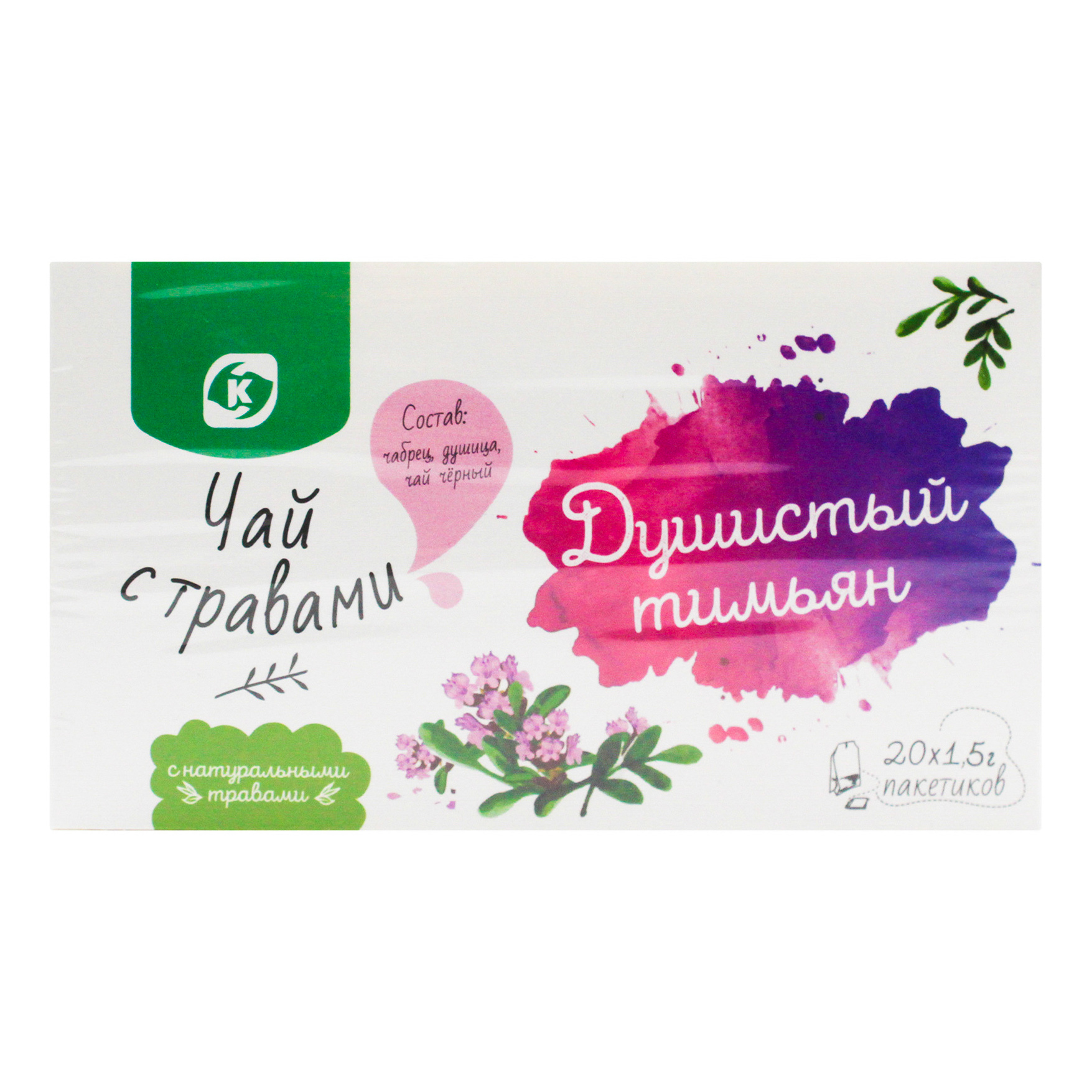 

Травяной чай Командор Душистый тимьян в пакетиках 1,5 г х 20 шт