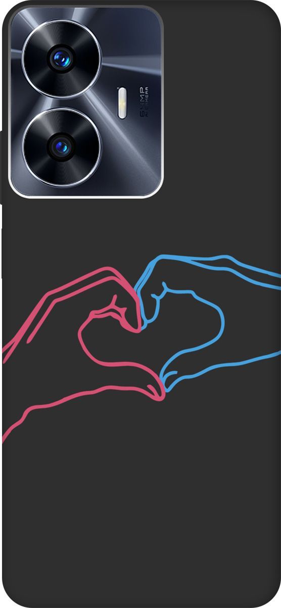 

Матовый Soft Touch Чехол на Realme C55 "Fall in Love" черный, Черный;голубой, 159500