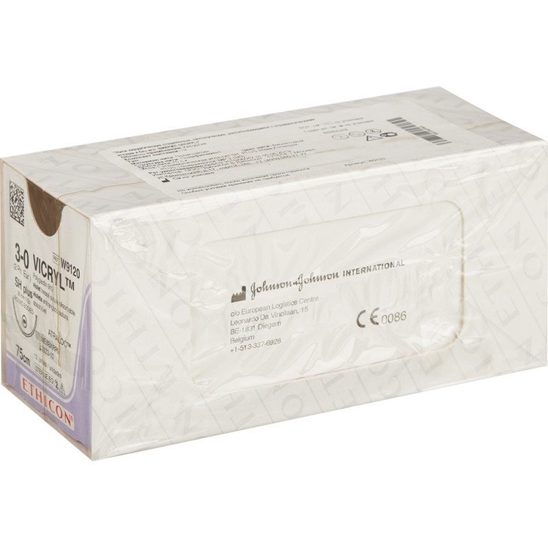 Шовный материал ВИКРИЛ 3/0, 75 см, кол. 26 мм, 1/2 W9120 12 шт.